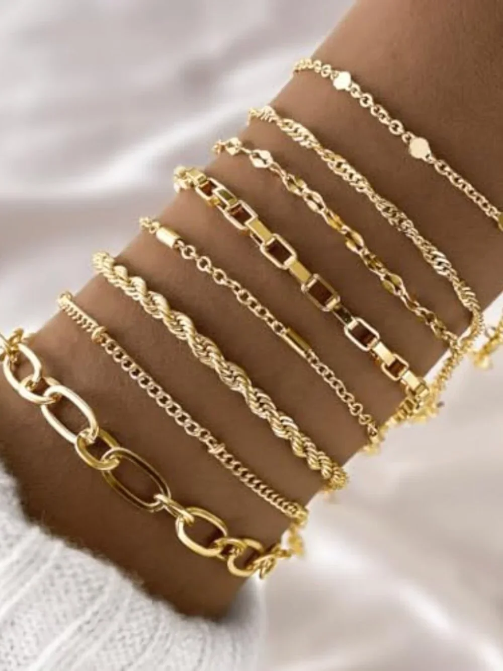 Gold Bracelets for Women,‎ 14K Gold Plated Dainty Link Chain Bracelet set